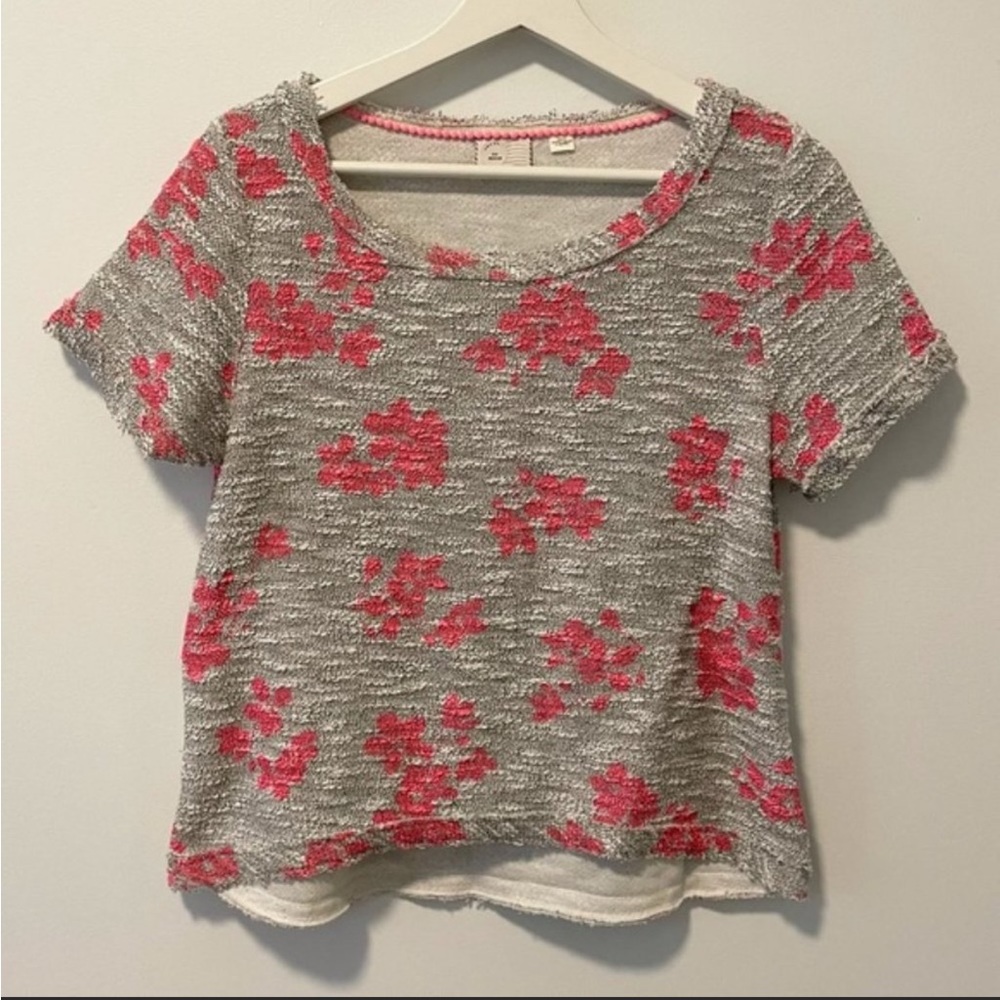Anthropologie Floral Short Sleeve Blouse